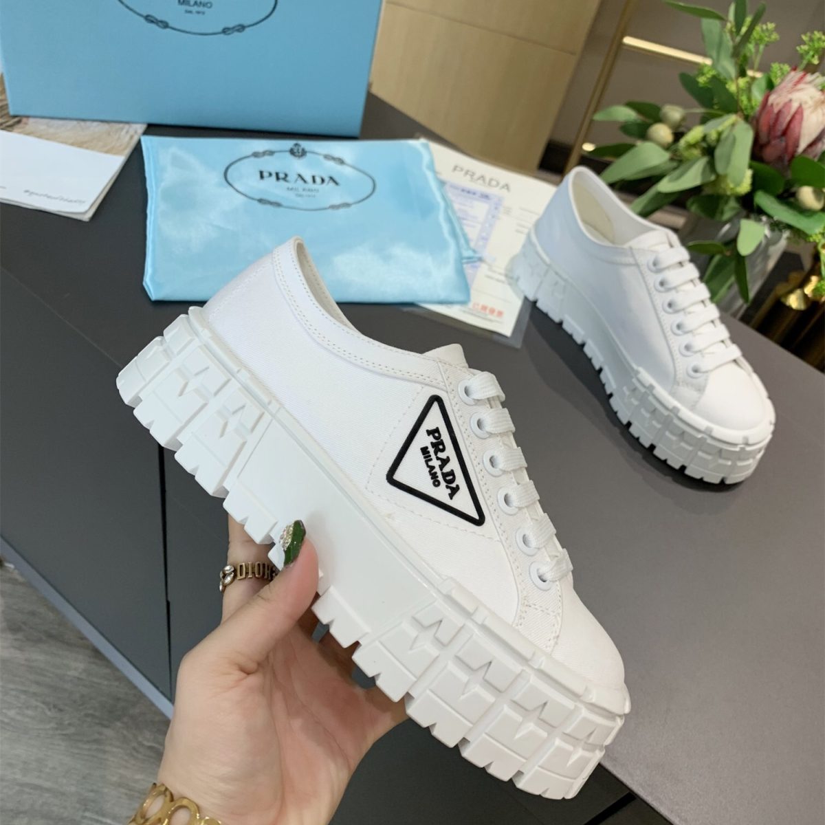Prada 2024 New Double Wheel Re-Nylon gabardine Sneaker Size 36-41 - Image 1