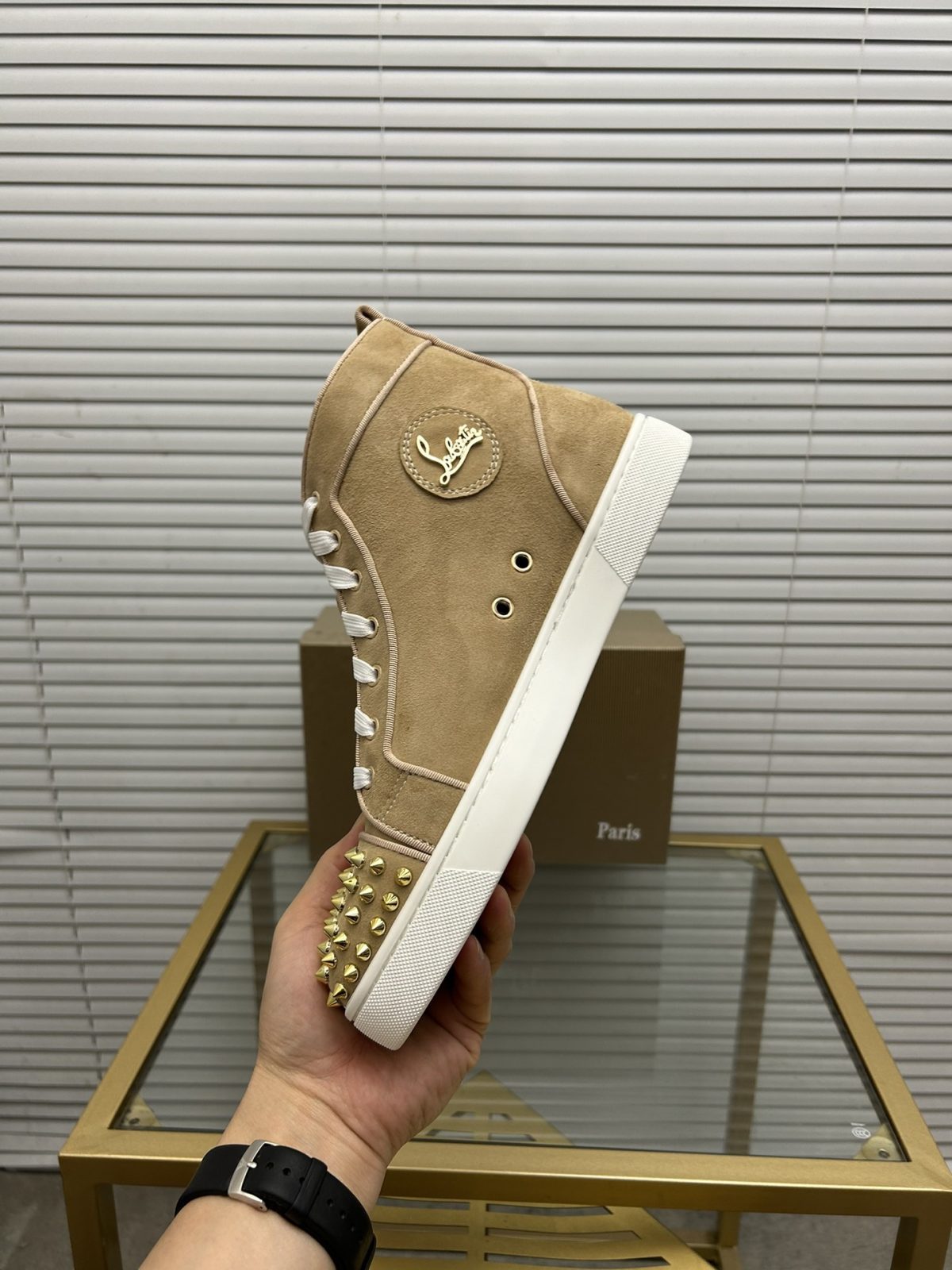 Christian Louboutin Lou Spikes High-Top Sneaker Size 36-46 - Image 4