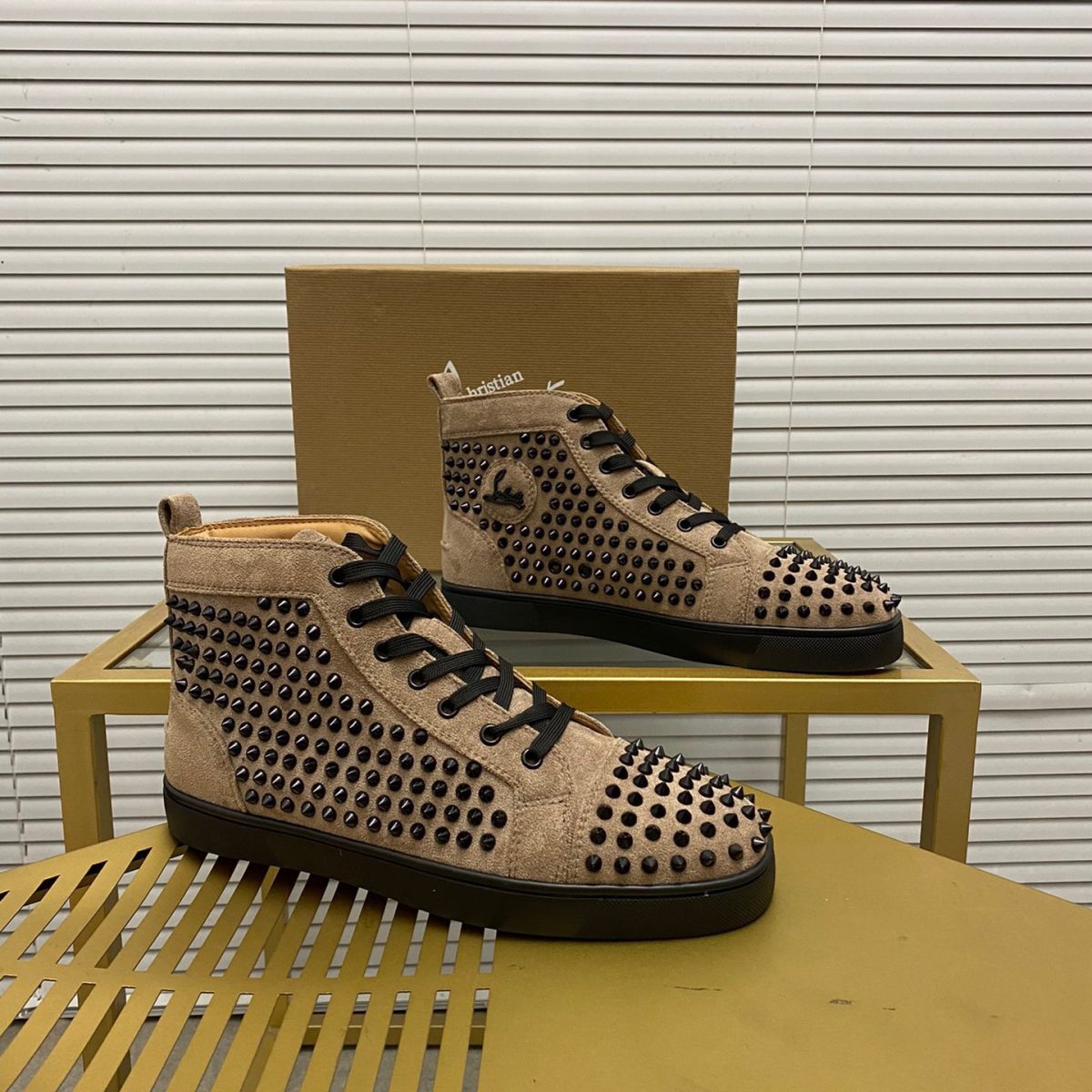 Christian Louboutin Louis Spikes High-Top Sneaker Size 36-46 10-Color - Image 1