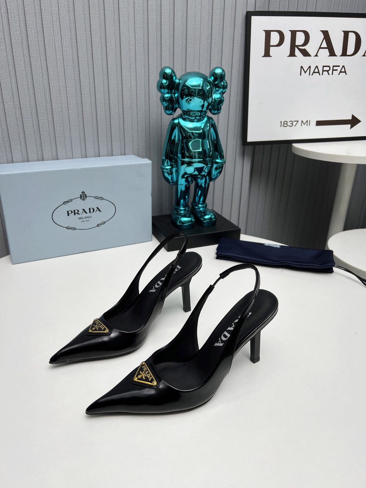 Prada Brushed Leather Slingback Pumps Size 35-41 - Image 3