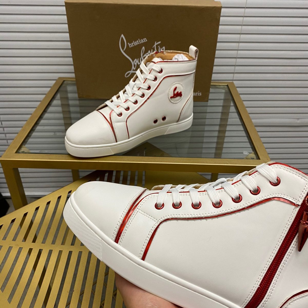 Christian Louboutin Louis the Lips High-Top Sneaker Size 36-46 - Image 6