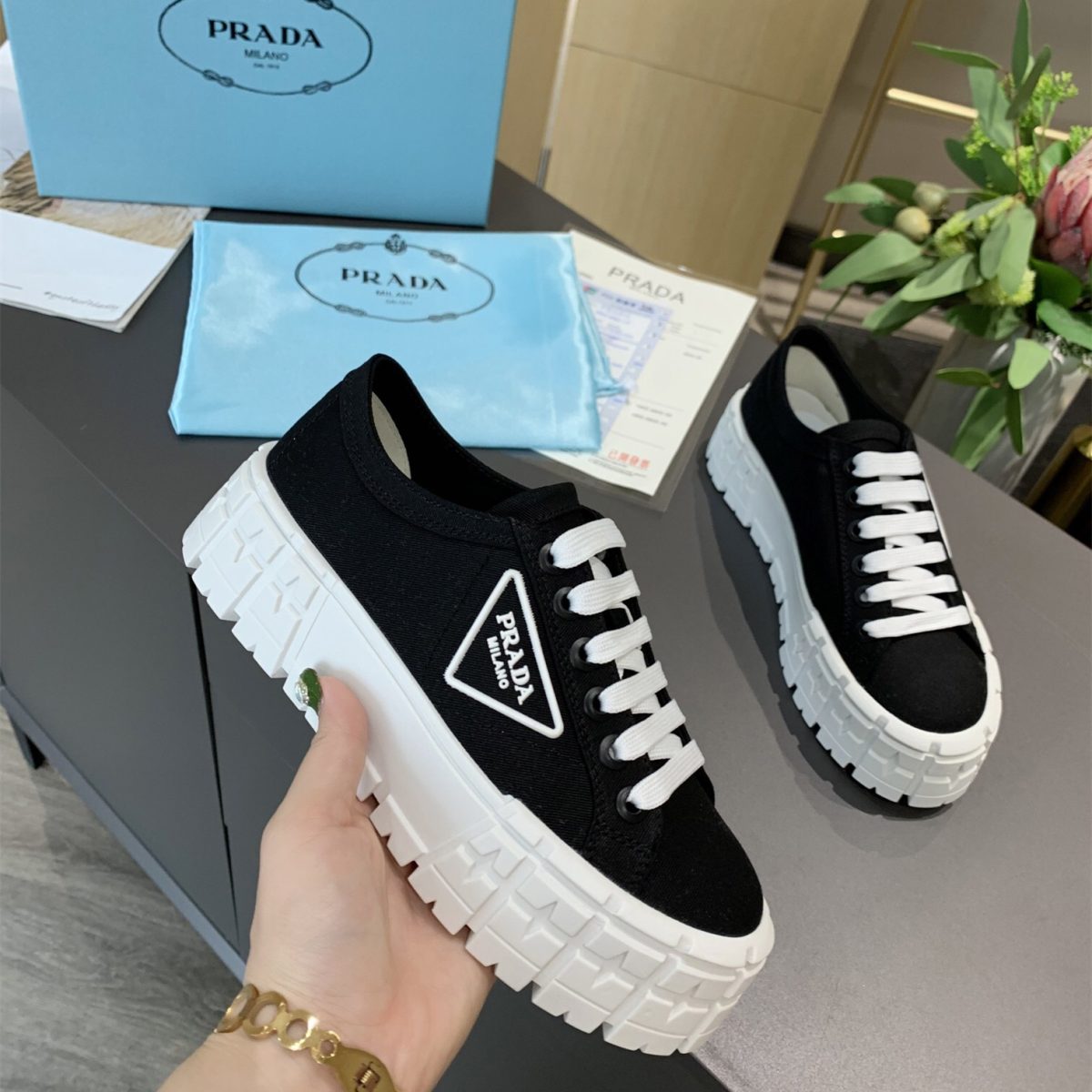 Prada 2024 New Double Wheel Re-Nylon gabardine Sneaker Size 36-41 - Image 1