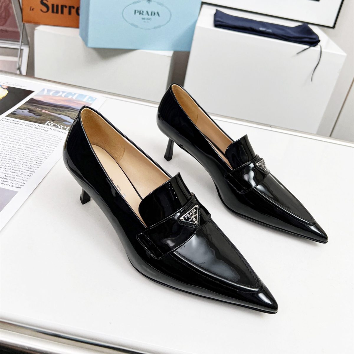 Prada Brushed Leather Slingback Pumps Size 35-41 3-Color - Image 1