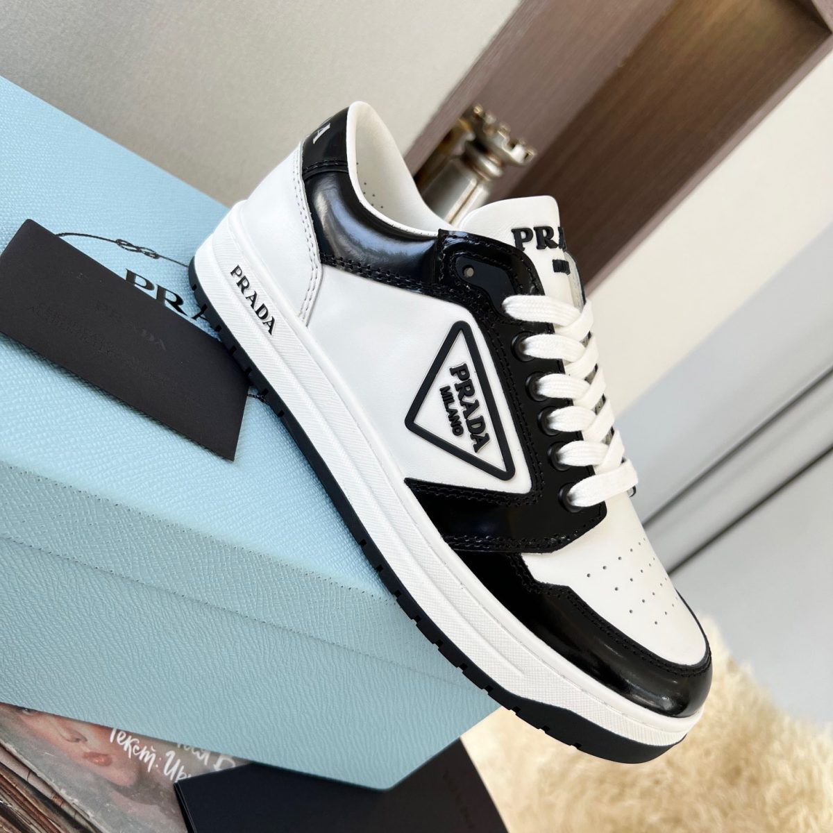 Prada District Leather Sneaker Size 36-45   5-Color - Image 1