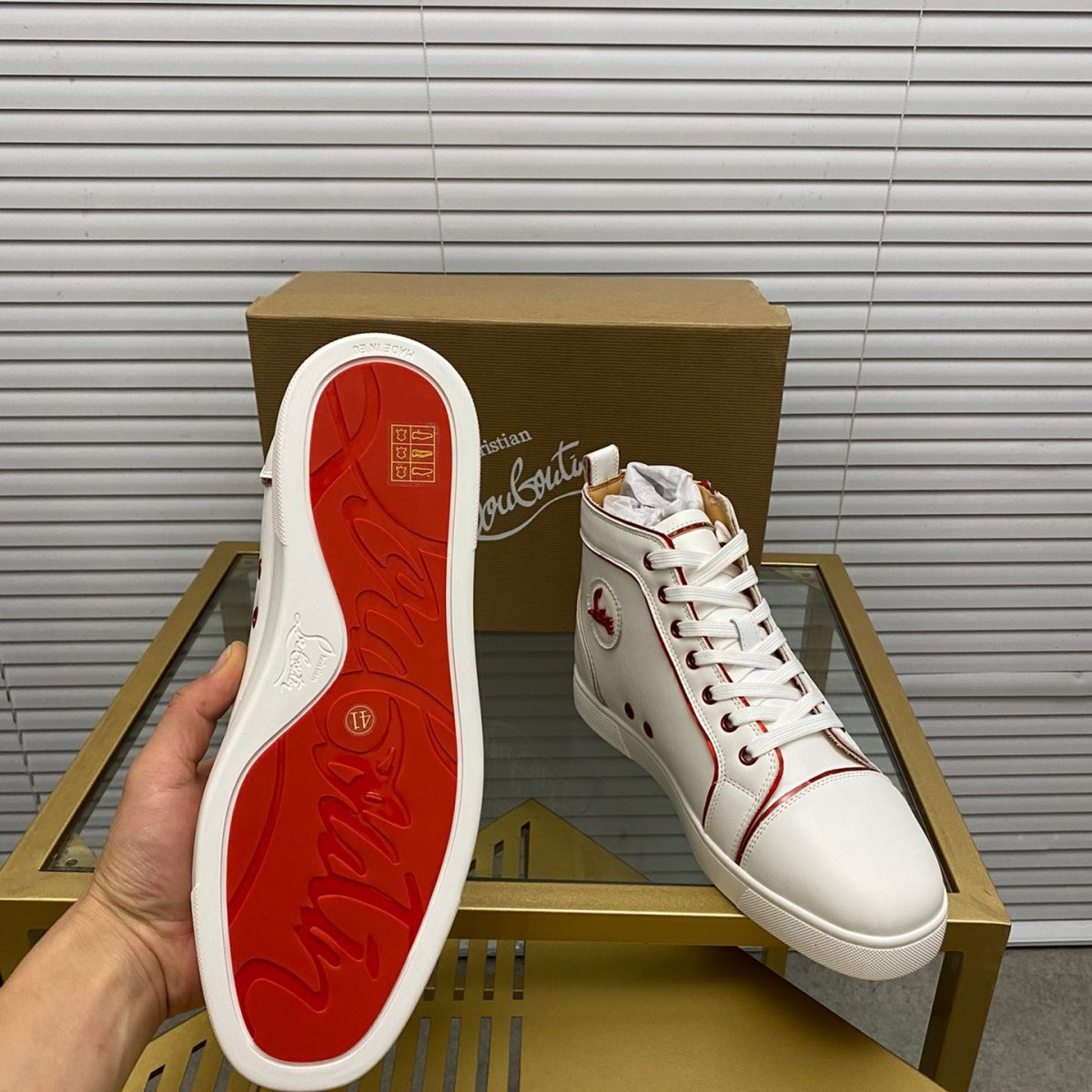 Christian Louboutin Louis the Lips High-Top Sneaker Size 36-46 - Image 9