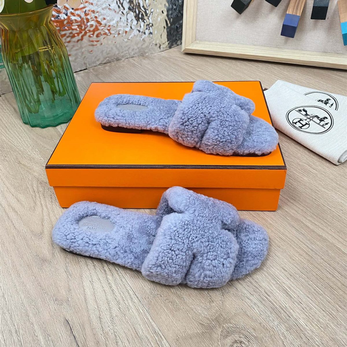 Hermes 23fw Women Winter Slippers Size 36-40 - Image 1