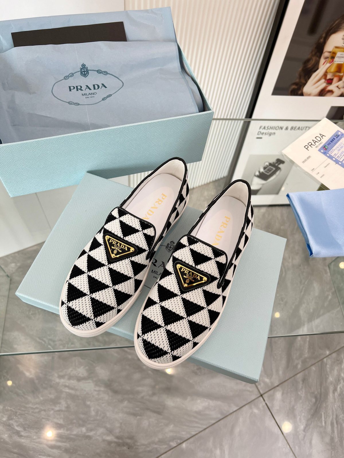 Prada 2024 Women Embroidered fabric slip-on Shoes Loafers Size 36-41 - Image 2