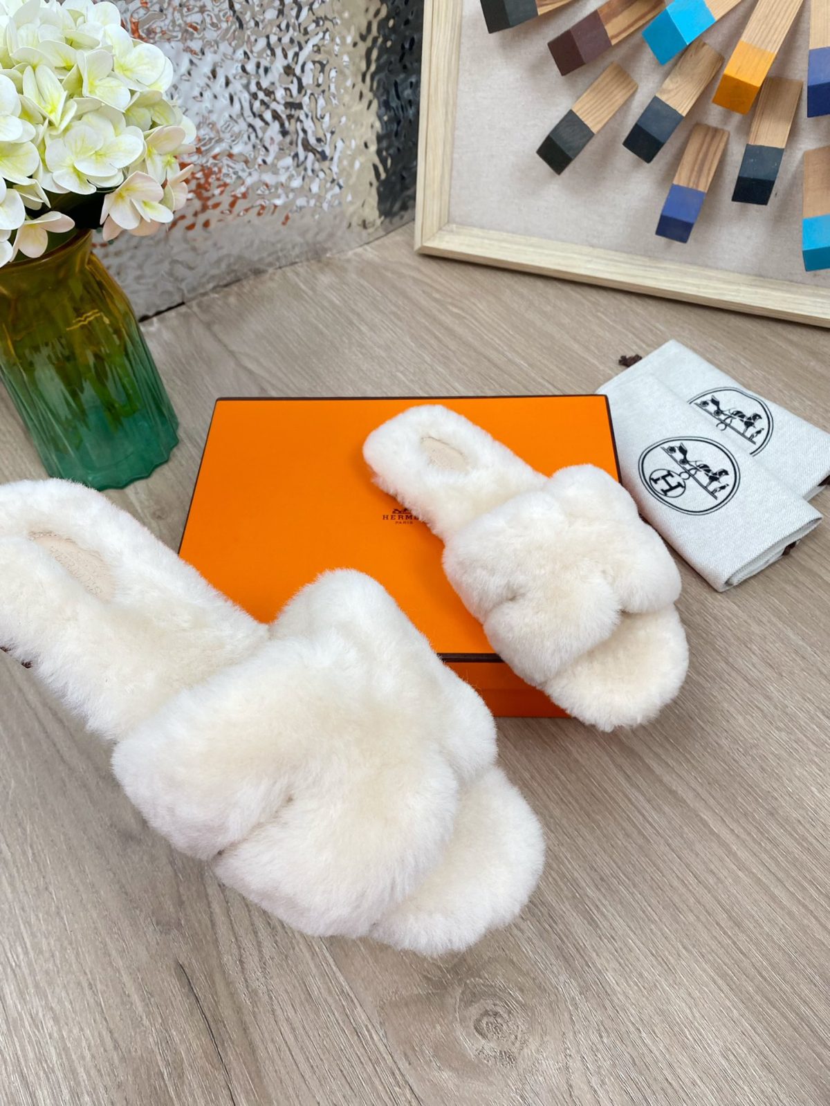 Hermes 23fw Women Winter Slippers Size 36-40 - Image 7