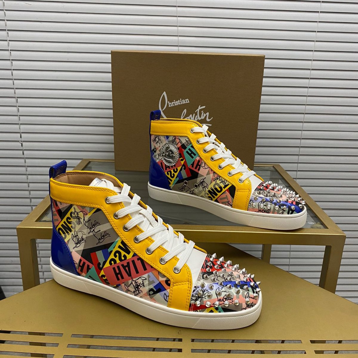 Christian Louboutin Lou Spikes High-Top Sneaker Size 36-46  9-Color - Image 1