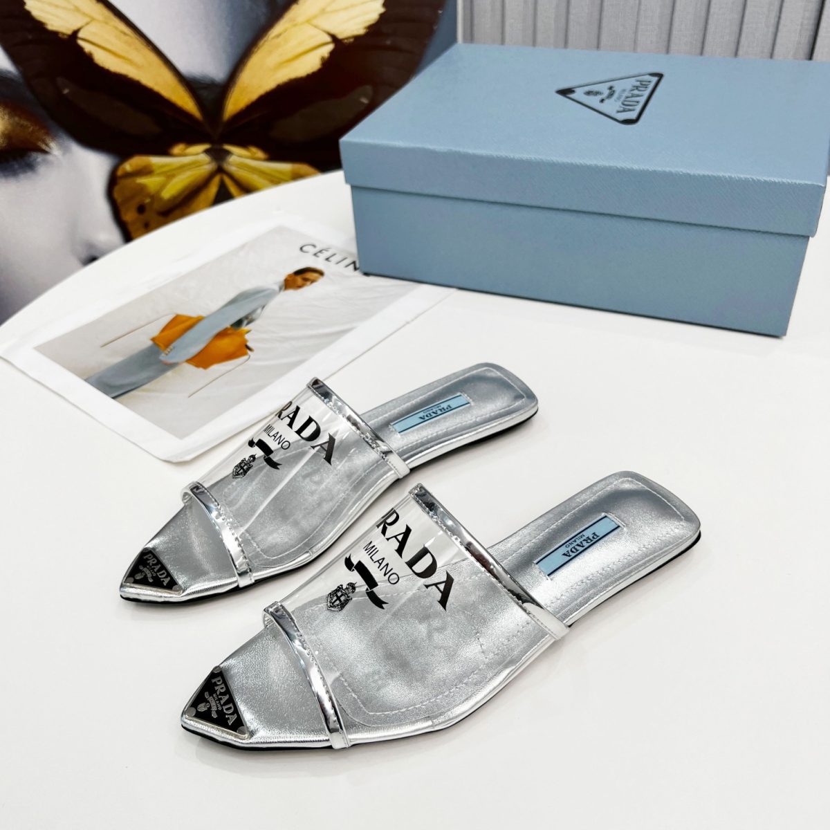 Prada Logo-print Plexiglas Slippers Size 35-41 4-Color - Image 1