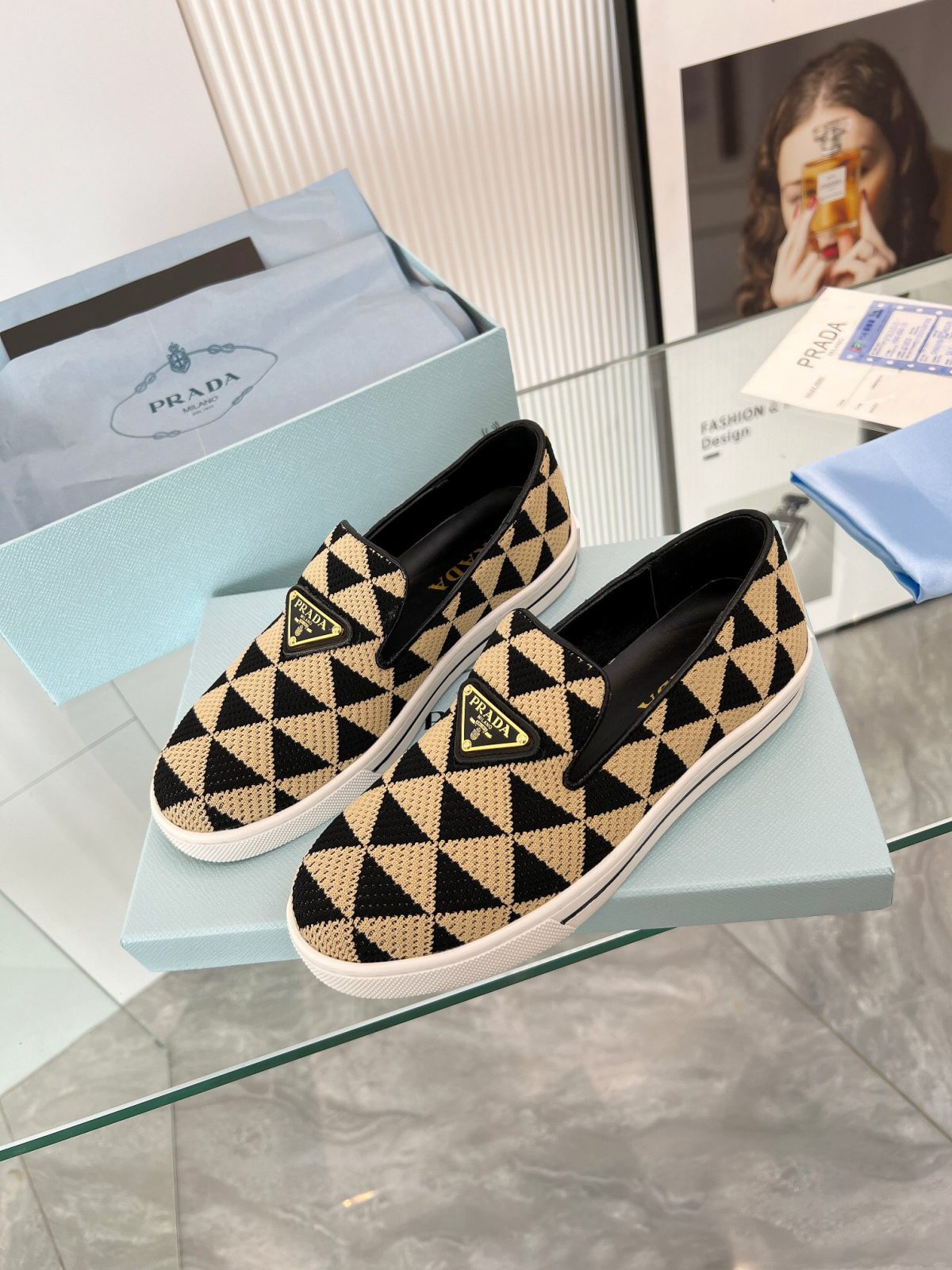 Prada 2024 Women Embroidered fabric slip-on Shoes Loafers Size 36-41 - Image 5