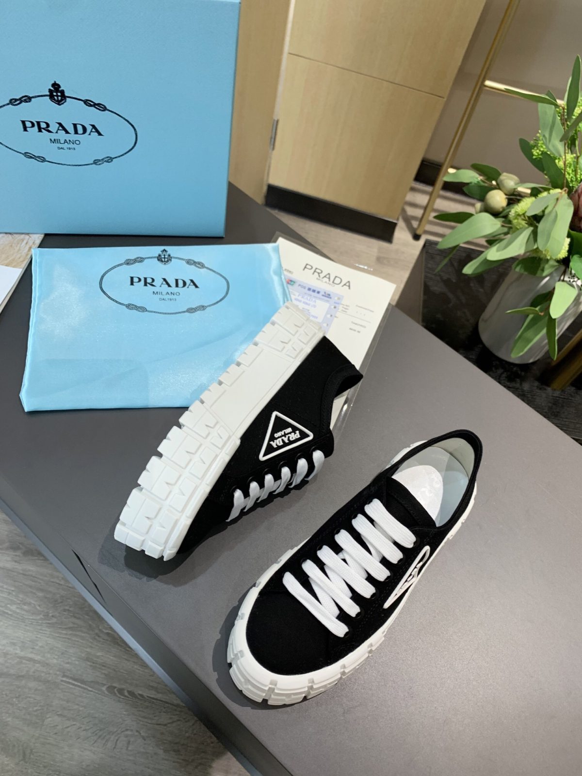 Prada 2024 New Double Wheel Re-Nylon gabardine Sneaker Size 36-41 - Image 2