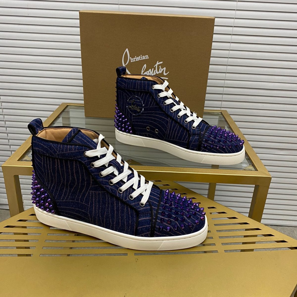 Christian Louboutin Louis Spikes High-Top Sneaker Size 36-46  5-Color - Image 1