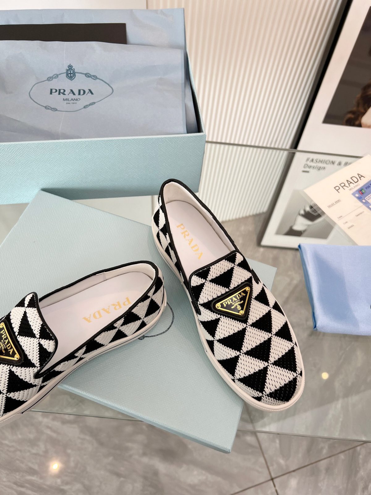 Prada 2024 Women Embroidered fabric slip-on Shoes Loafers Size 36-41 - Image 6