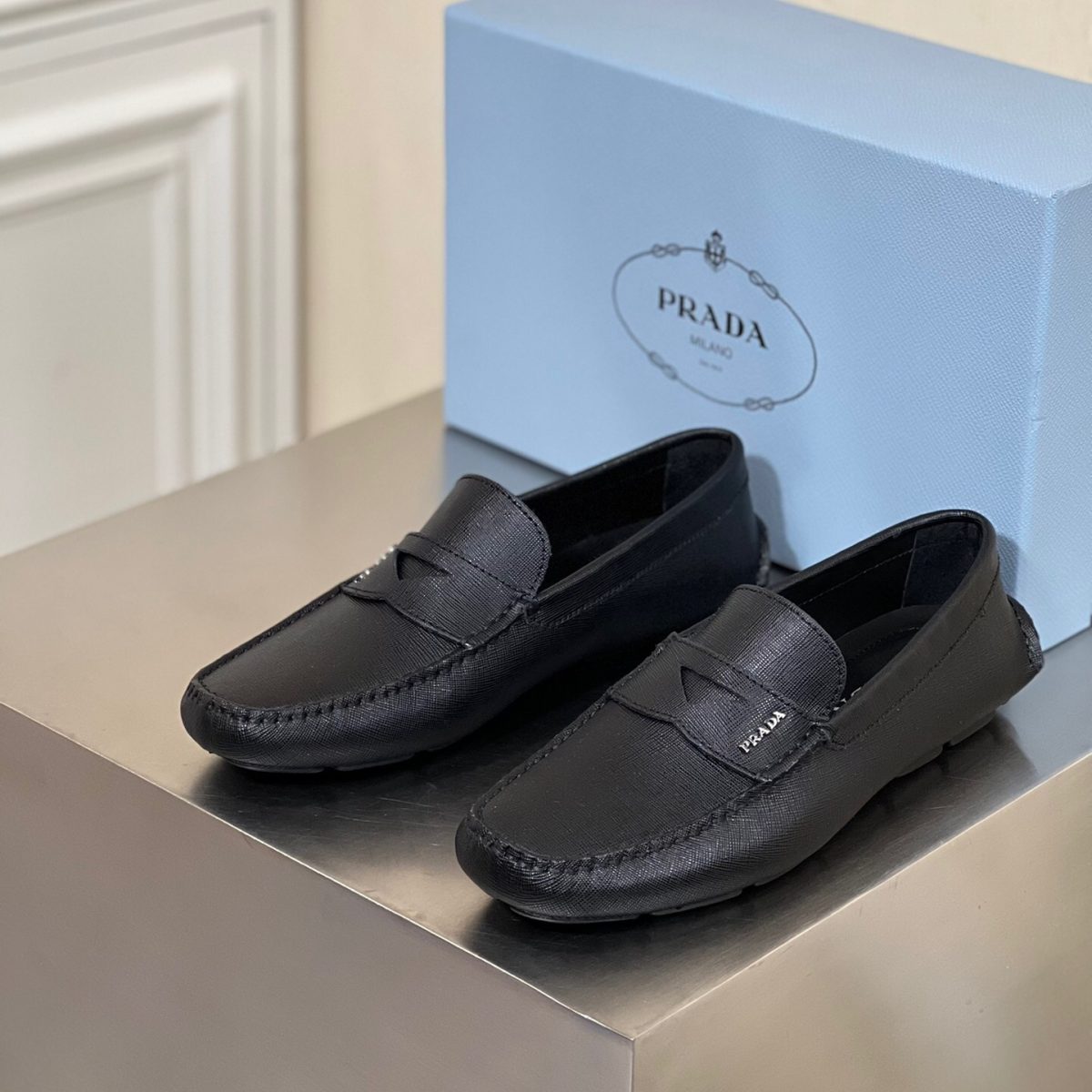 Prada Saffiano Leather Driver Loafers Size 39-45   5-Style - Image 1