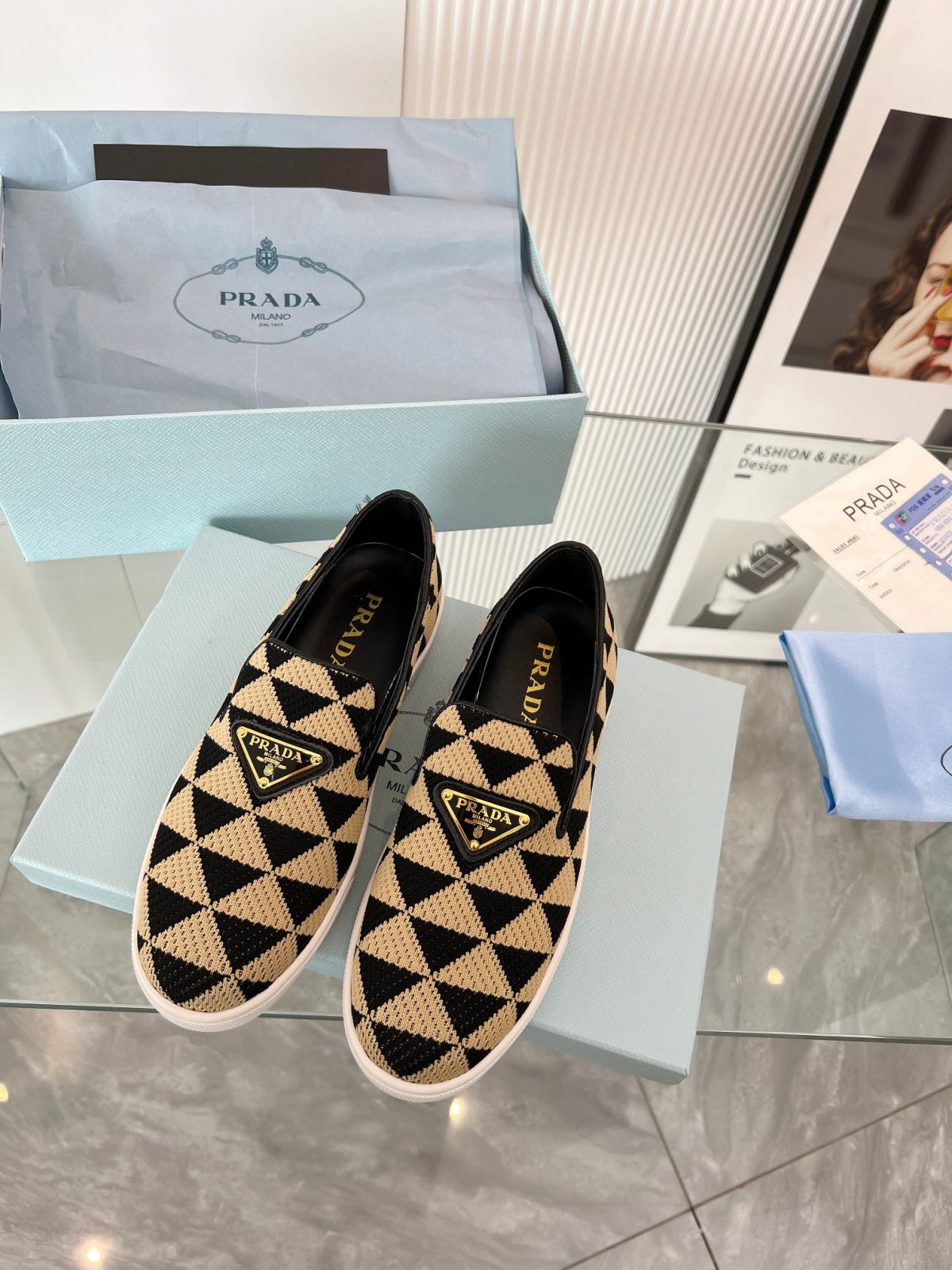 Prada 2024 Women Embroidered fabric slip-on Shoes Loafers Size 36-41 - Image 2