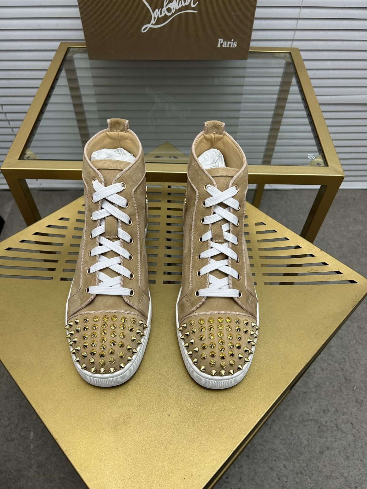 Christian Louboutin Lou Spikes High-Top Sneaker Size 36-46 - Image 2