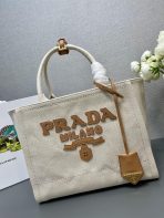 Prada 1BG474 Medium linen blend tote Bag Size 31*25*14cm - Image 5