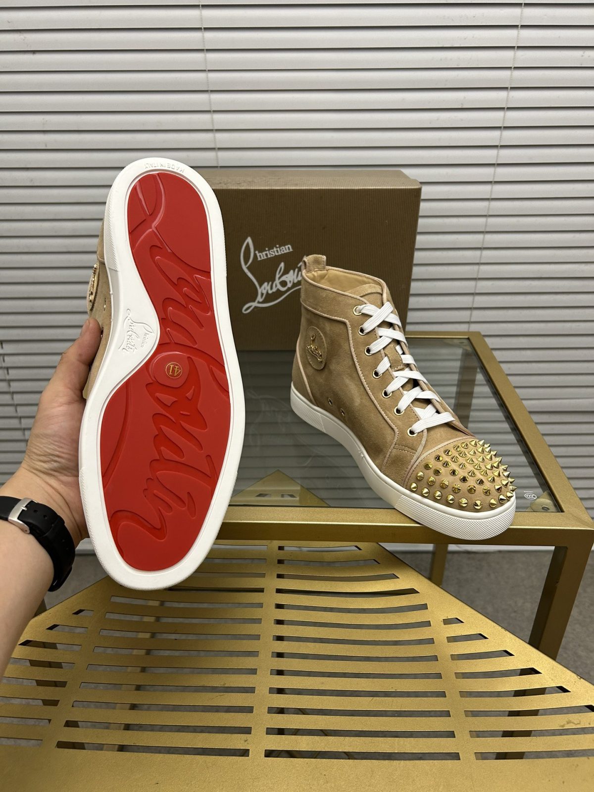 Christian Louboutin Lou Spikes High-Top Sneaker Size 36-46 - Image 9