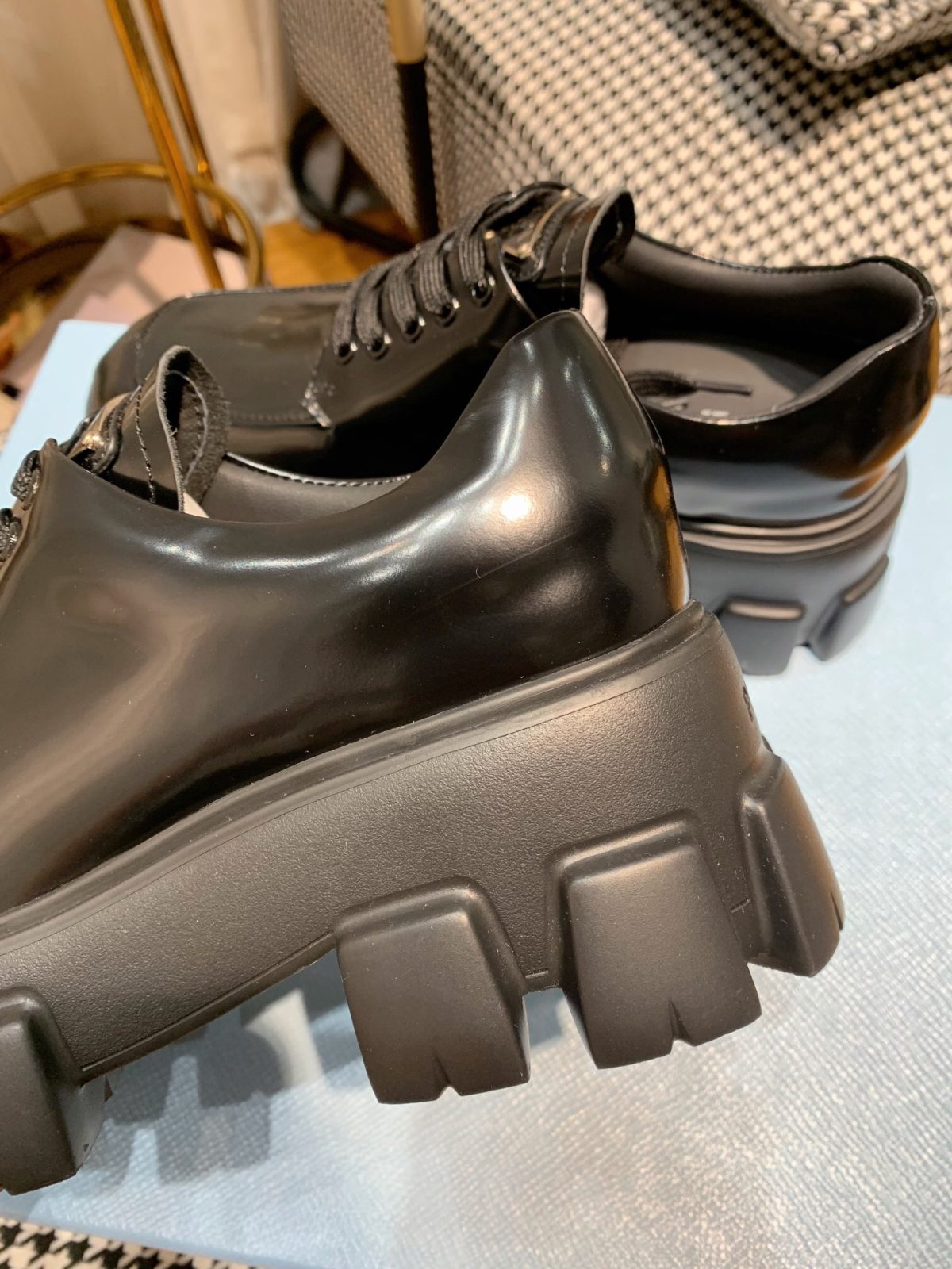 Prada Monolith brushed leather lace-up Shoes Loafers Size 36-41 - Image 7