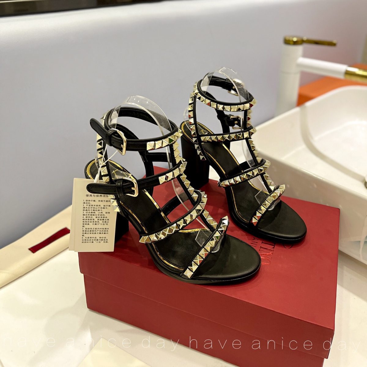 Valentino Rockstud Ankle Strap Pumps Size 35-41 5-Color - Image 1