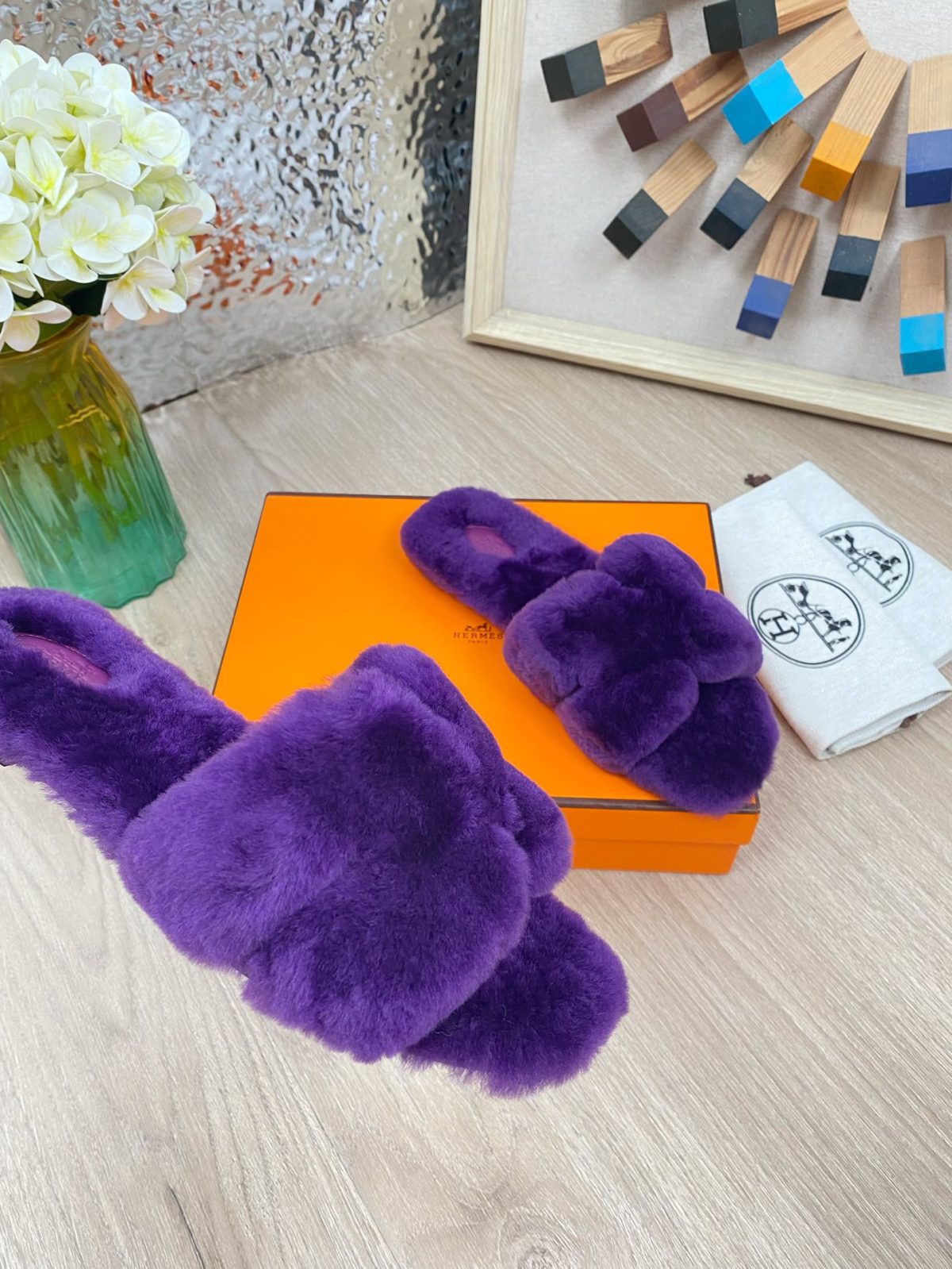 Hermes 23fw Women Winter Slippers Size 36-40 - Image 7