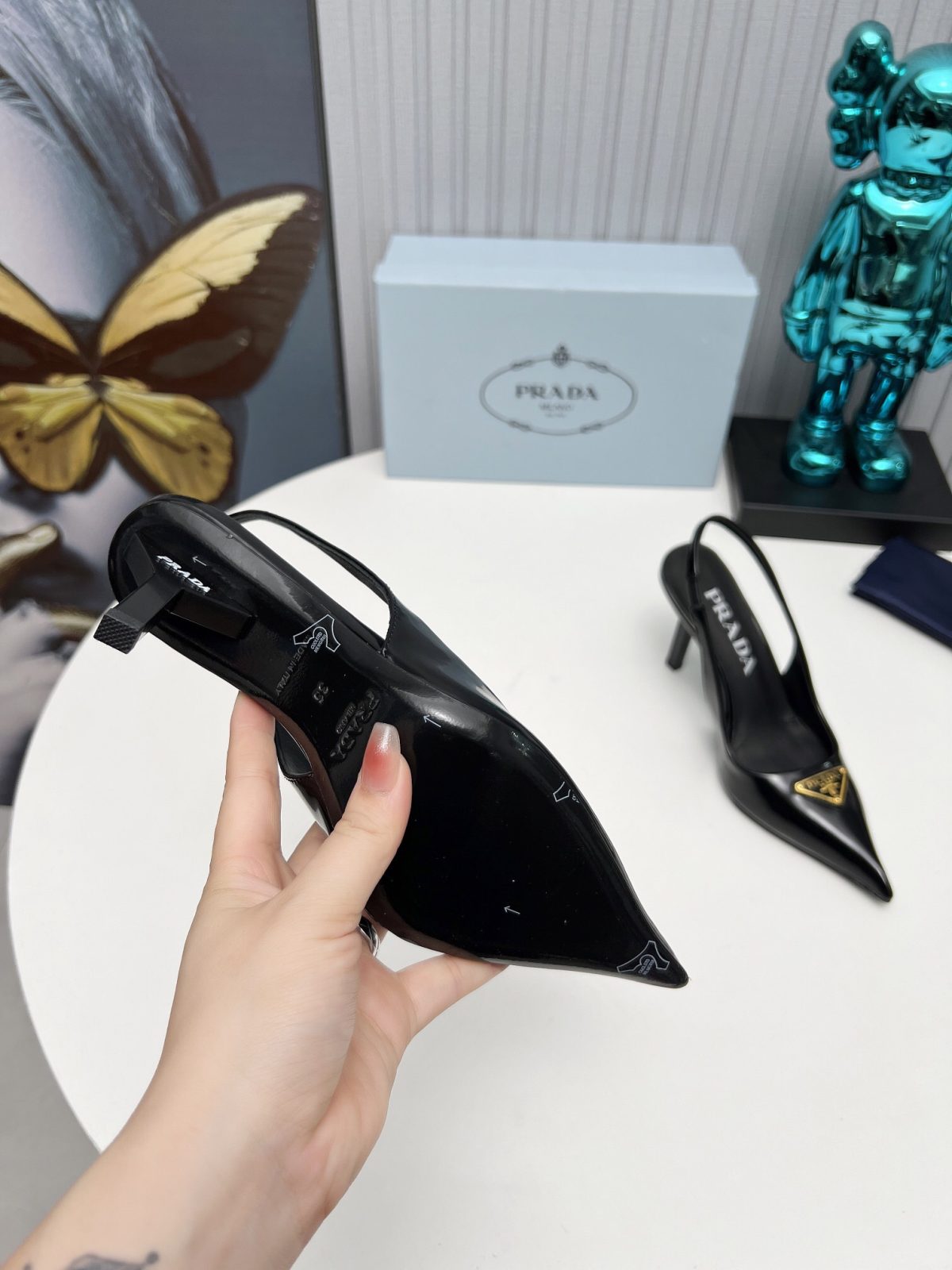 Prada Brushed Leather Slingback Pumps Size 35-41 - Image 9