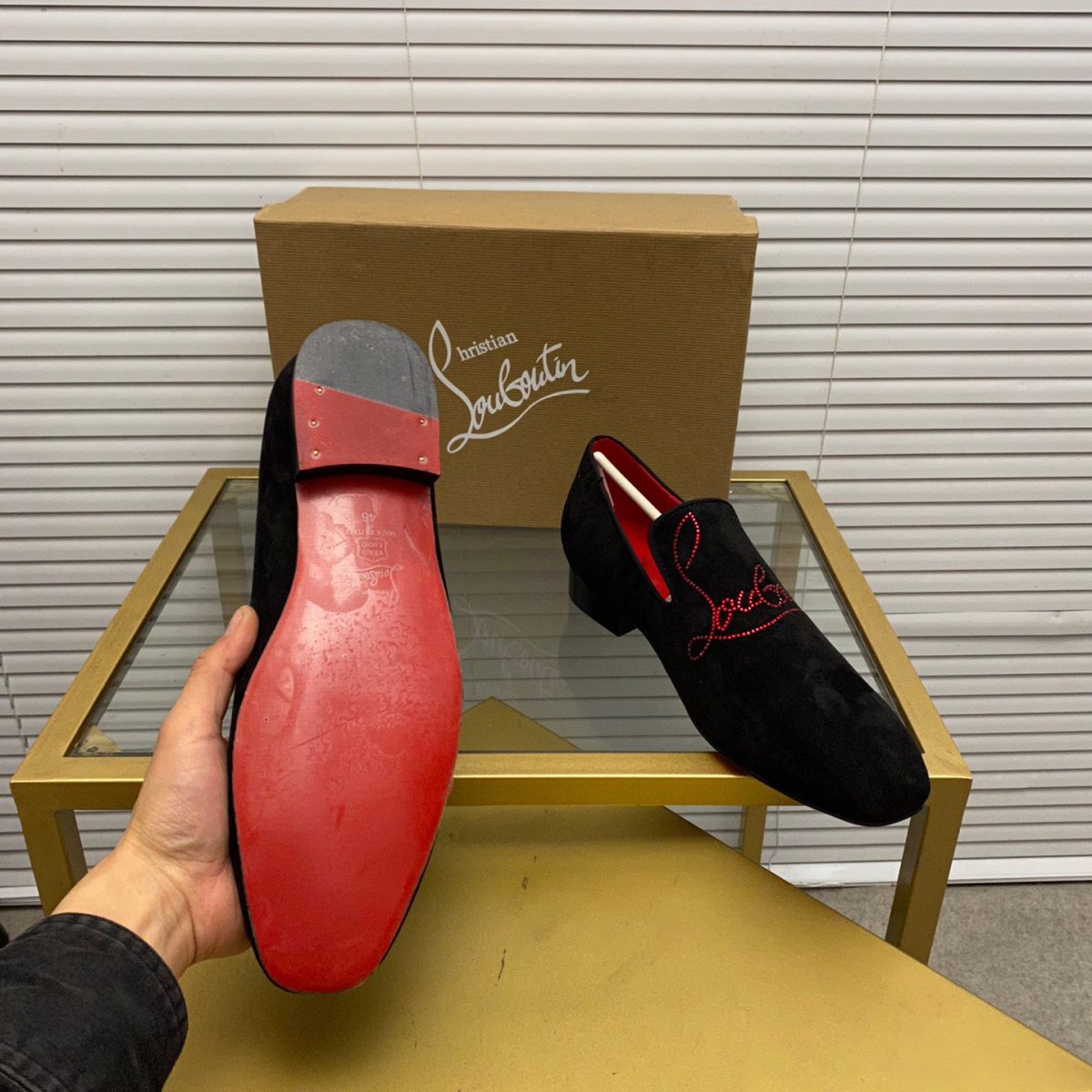 Christian Louboutin Navy Dandelion Strass Loafers Size 39-45 - Image 9
