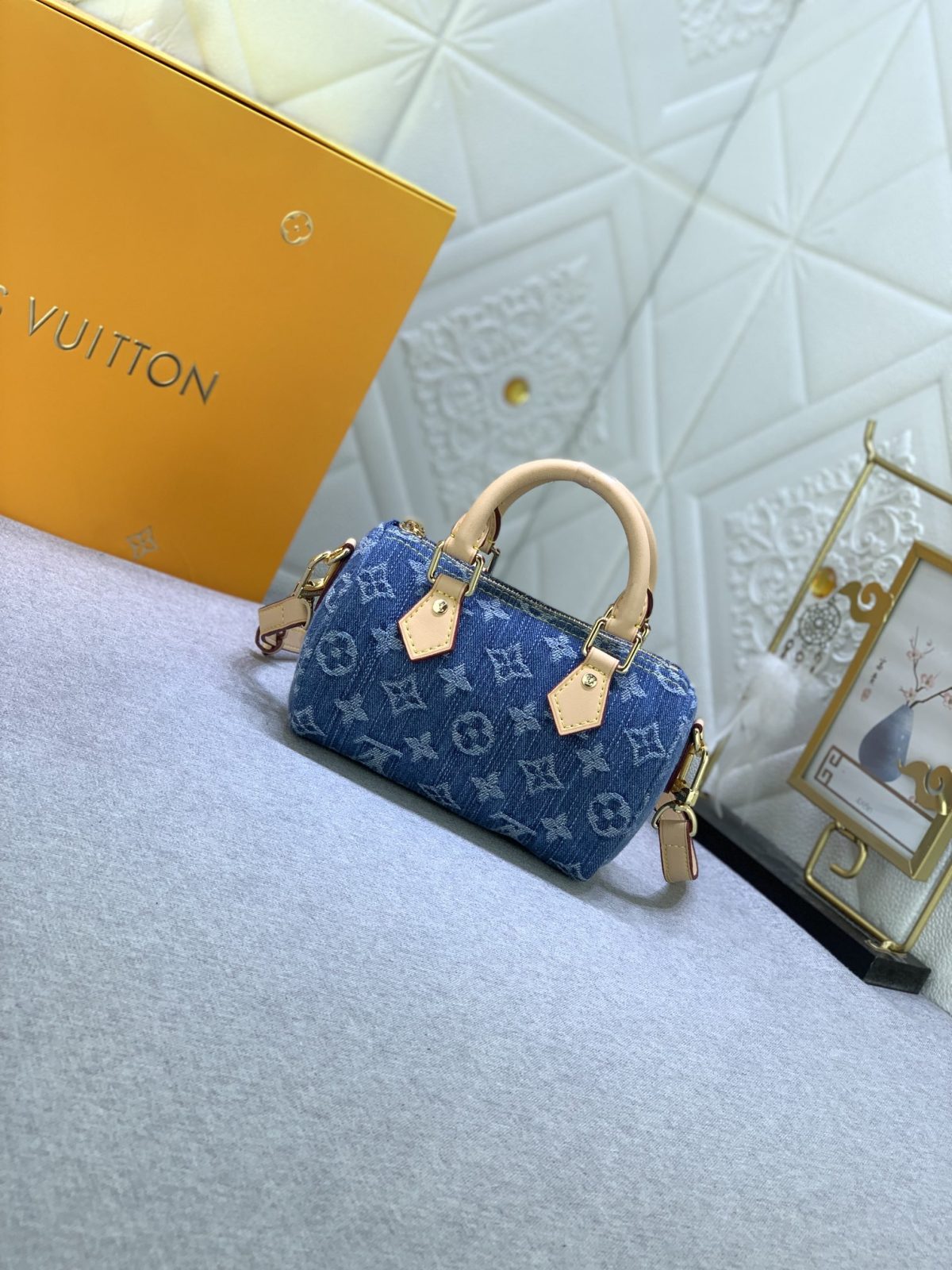 Louis Vuitton M82950 Nano Speedy Denim Cowboy Shoulder Bags Size 16*7*10cm - Image 3