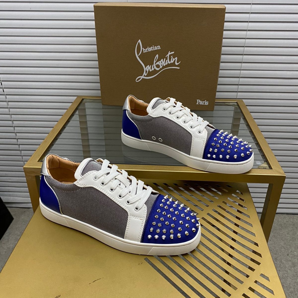 Christian Louboutin Louis Junior Spikes Sneaker Size 36-46  9-Color - Image 1