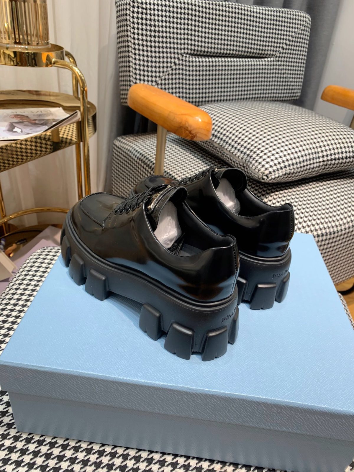 Prada Monolith brushed leather lace-up Shoes Loafers Size 36-41 - Image 9