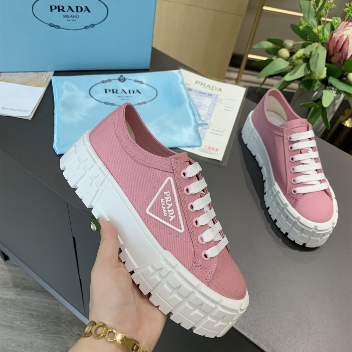 Prada 2024 New Double Wheel Re-Nylon gabardine Sneaker Size 36-41 - Image 1