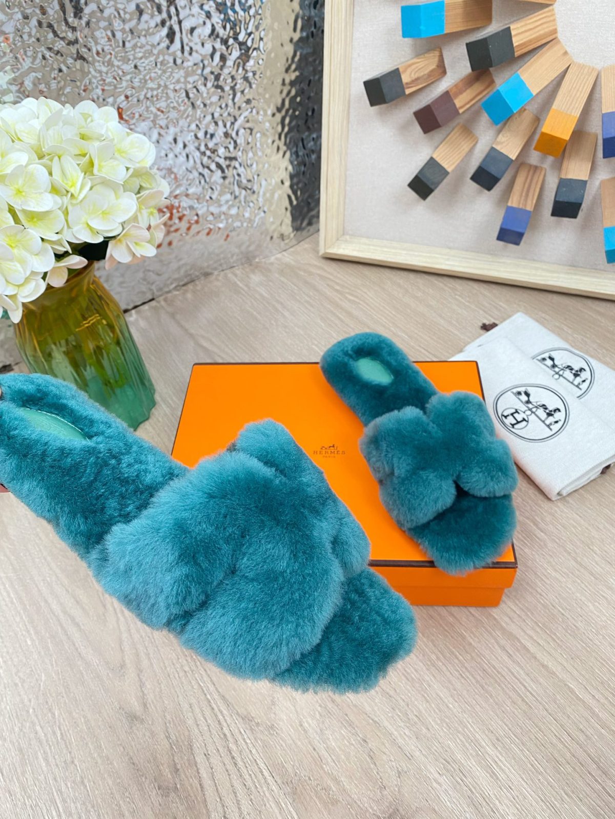 Hermes 23fw Women Winter Slippers Size 36-40 - Image 7