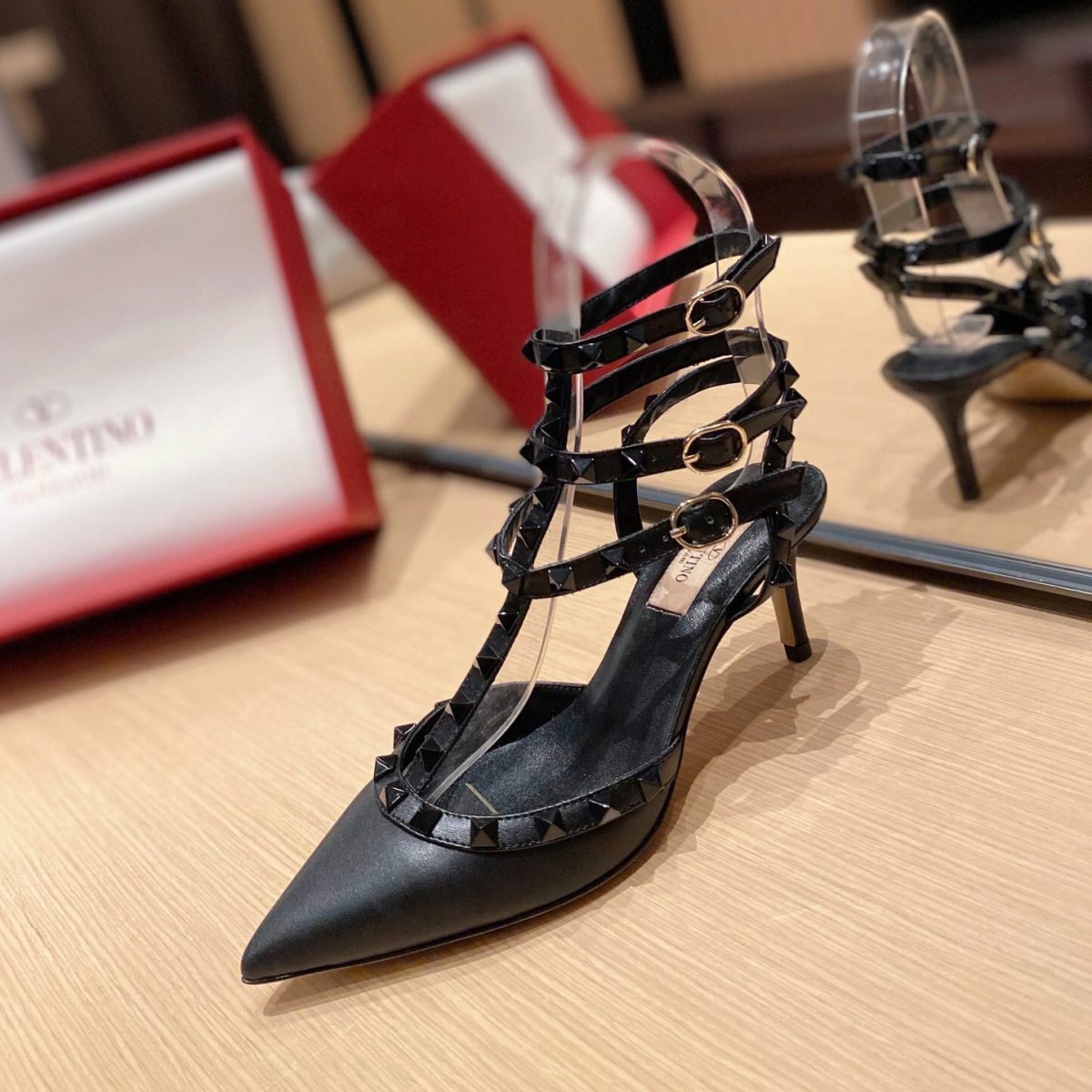 Valentino Rockstud Ankle Strap Pumps Size 35-41 4-Color - Image 1