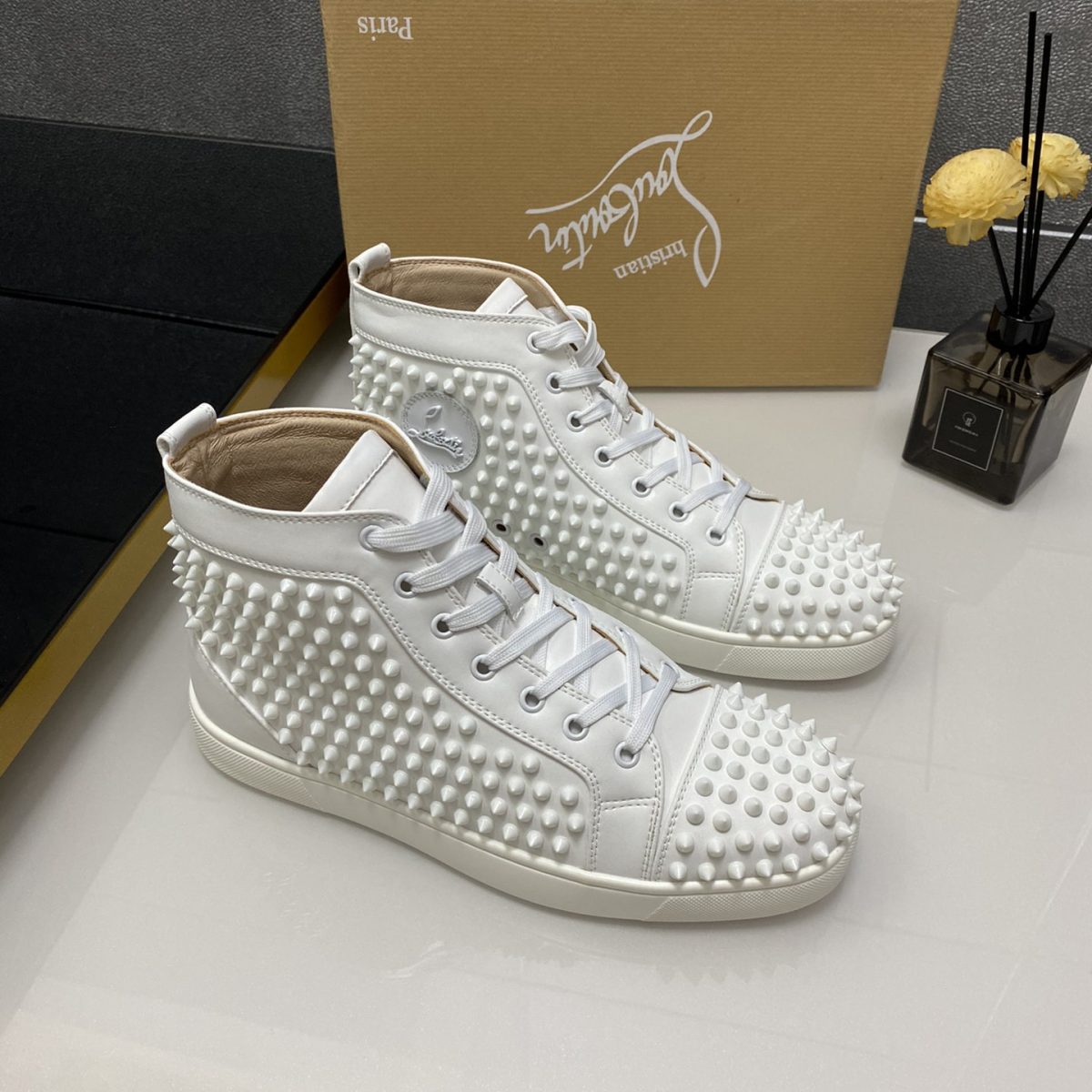 Christian Louboutin Louis Spikes High-Top Sneaker Size 36-46 4-Color - Image 1