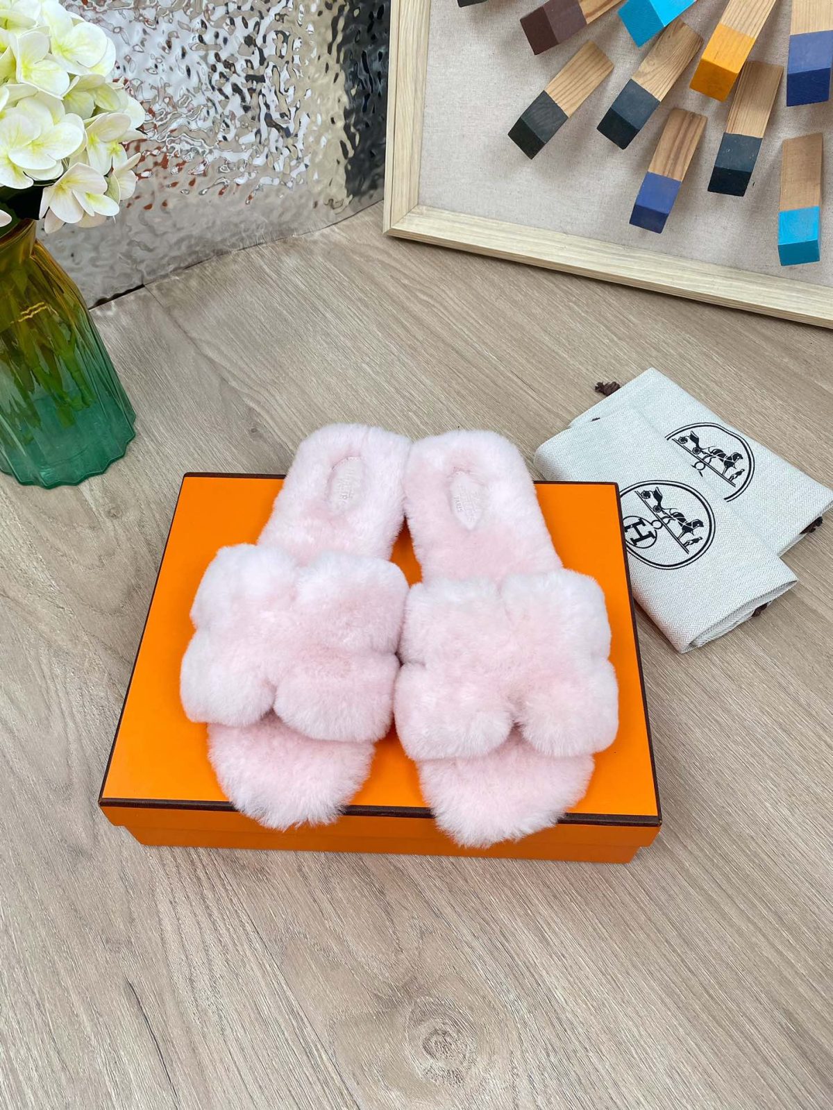 Hermes 23fw Women Winter Slippers Size 36-40 - Image 2
