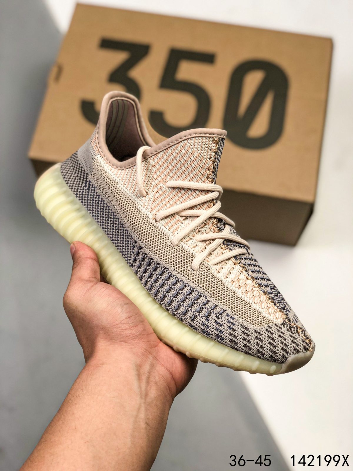 Yeezy 350 Boost 350 V2 Mens/Women Sneakers Shoes Light Yellow2 36 - 45 - Image 1