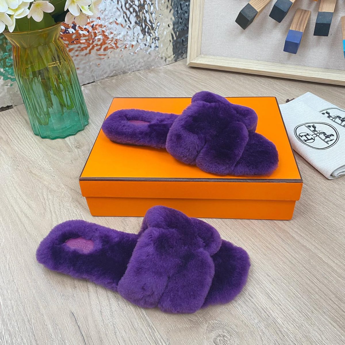 Hermes 23fw Women Winter Slippers Size 36-40 - Image 1