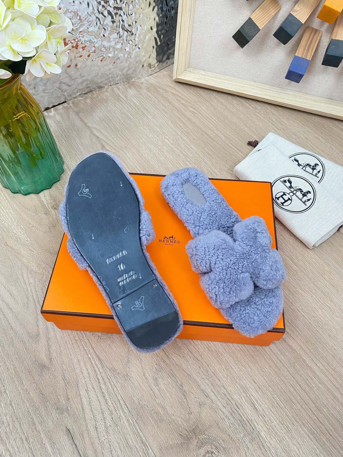 Hermes 23fw Women Winter Slippers Size 36-40 - Image 8