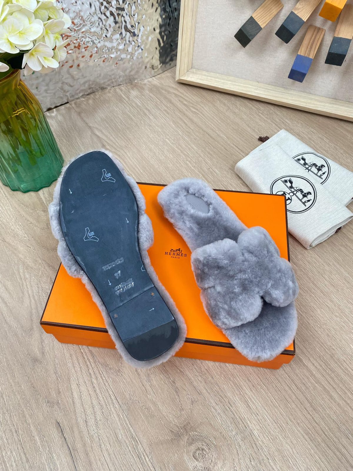 Hermes 23fw Women Winter Slippers Size 36-40 - Image 8