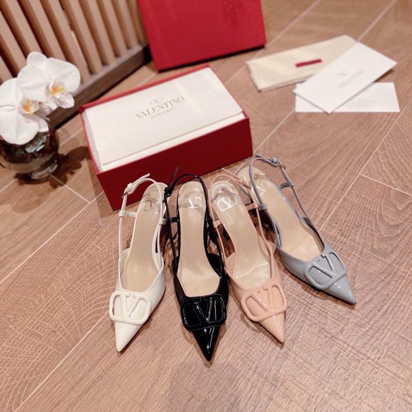 Valentino Vlogo Signature Patent Leather Slingback Pumps Size 35-41 4-Color