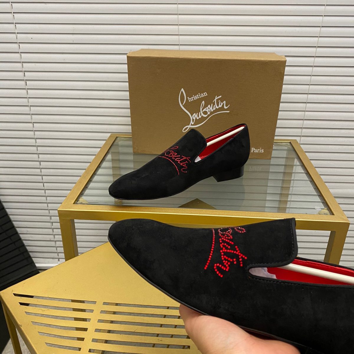 Christian Louboutin Navy Dandelion Strass Loafers Size 39-45 - Image 6