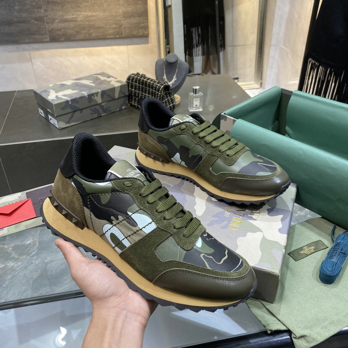 Valentino Camouflage Rockrunner Sneaker Size 39-45   11-Color - Image 1