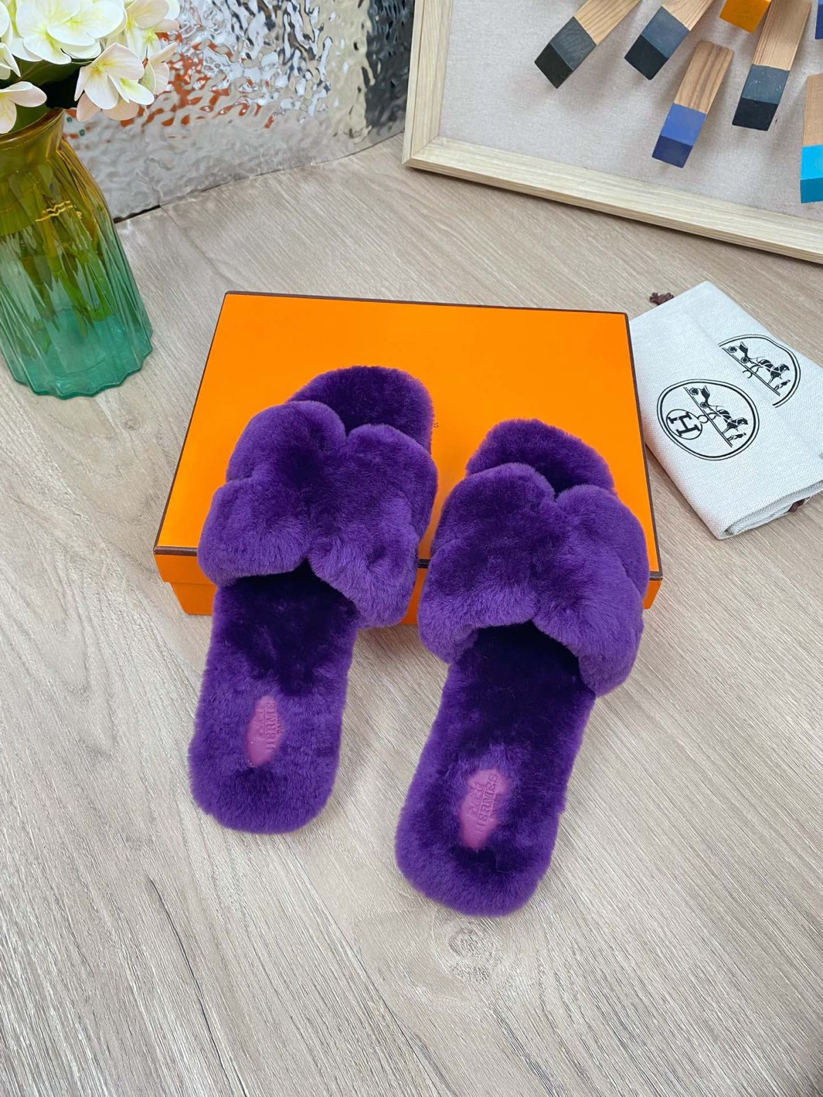 Hermes 23fw Women Winter Slippers Size 36-40 - Image 4