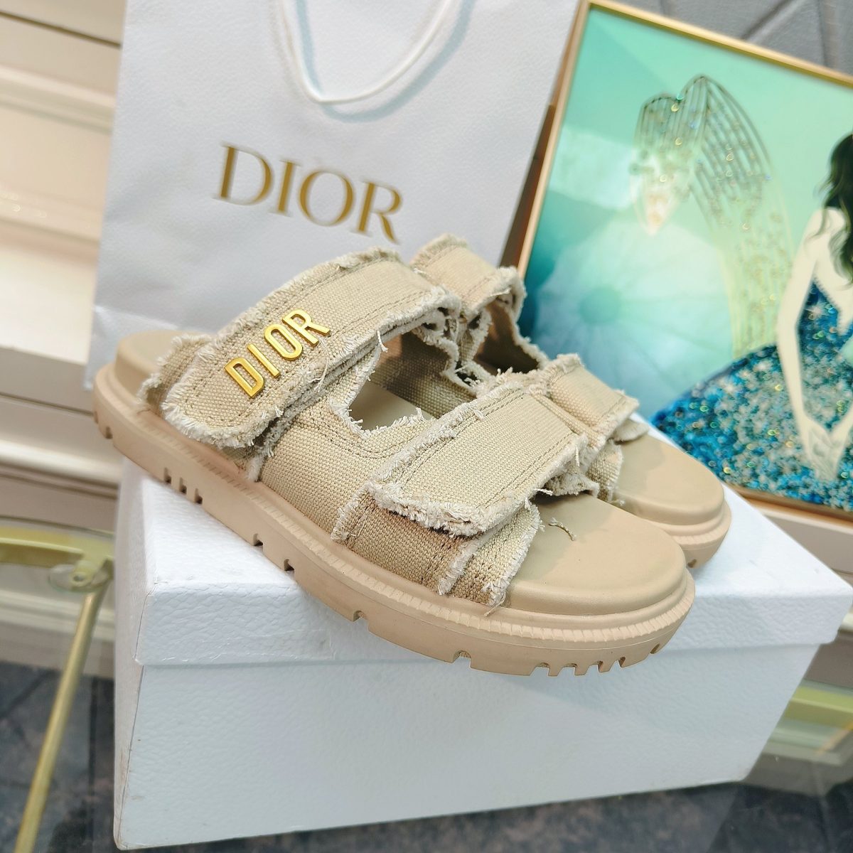 Dior Velcro Women Slippers Size 36-41 - Image 1