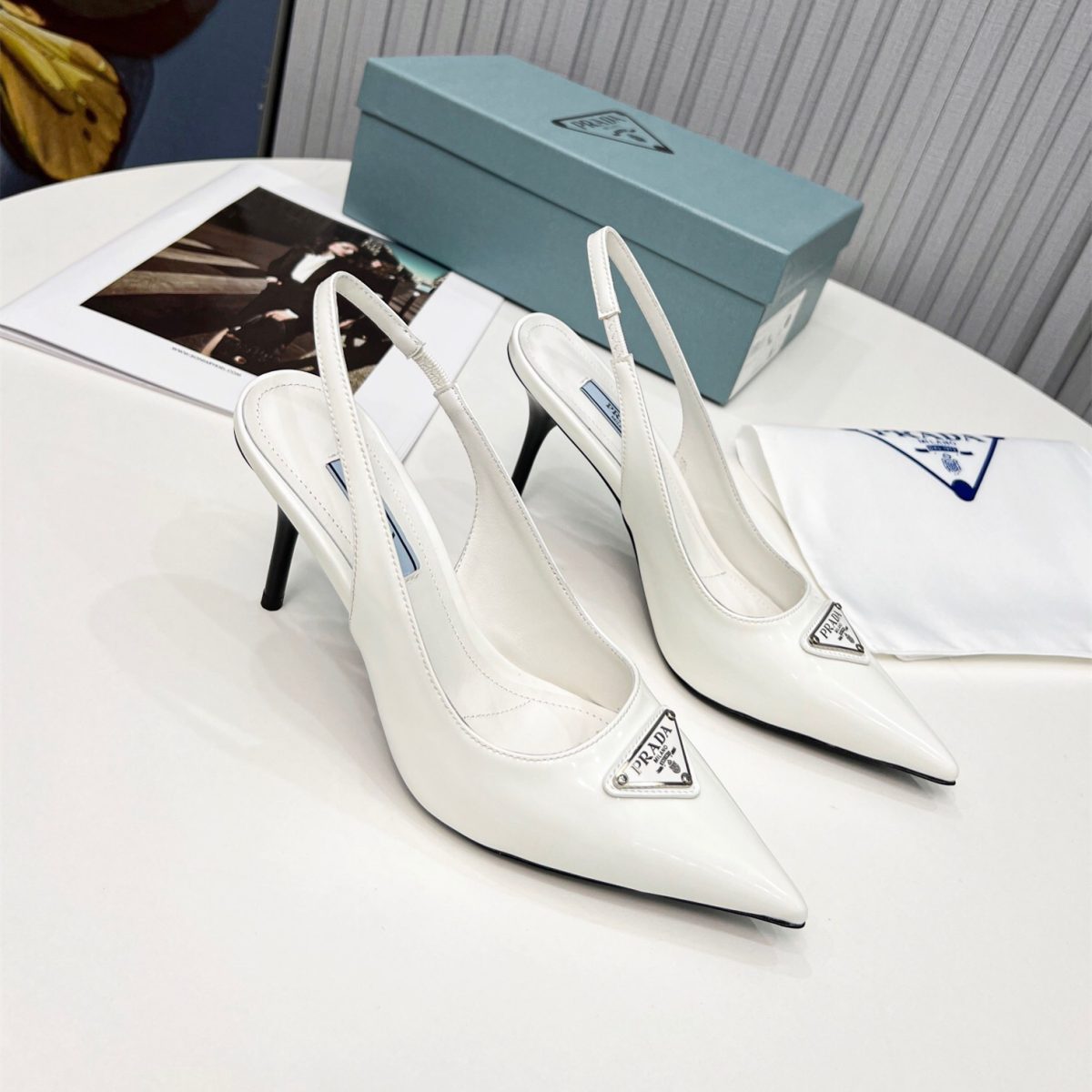 Prada Brushed Leather Slingback Pumps Size 35-41 8-Color - Image 1