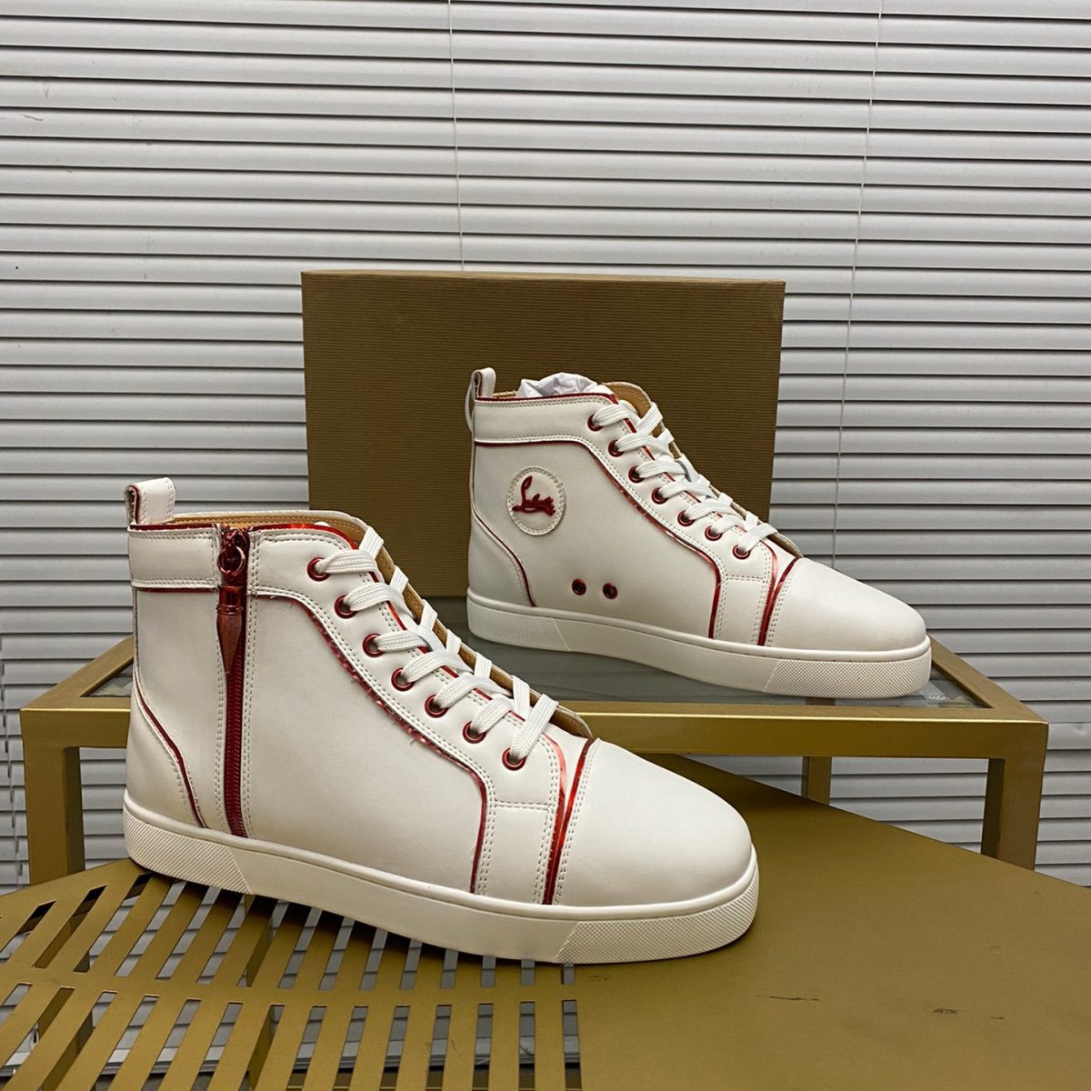 Christian Louboutin Louis the Lips High-Top Sneaker Size 36-46 - Image 1