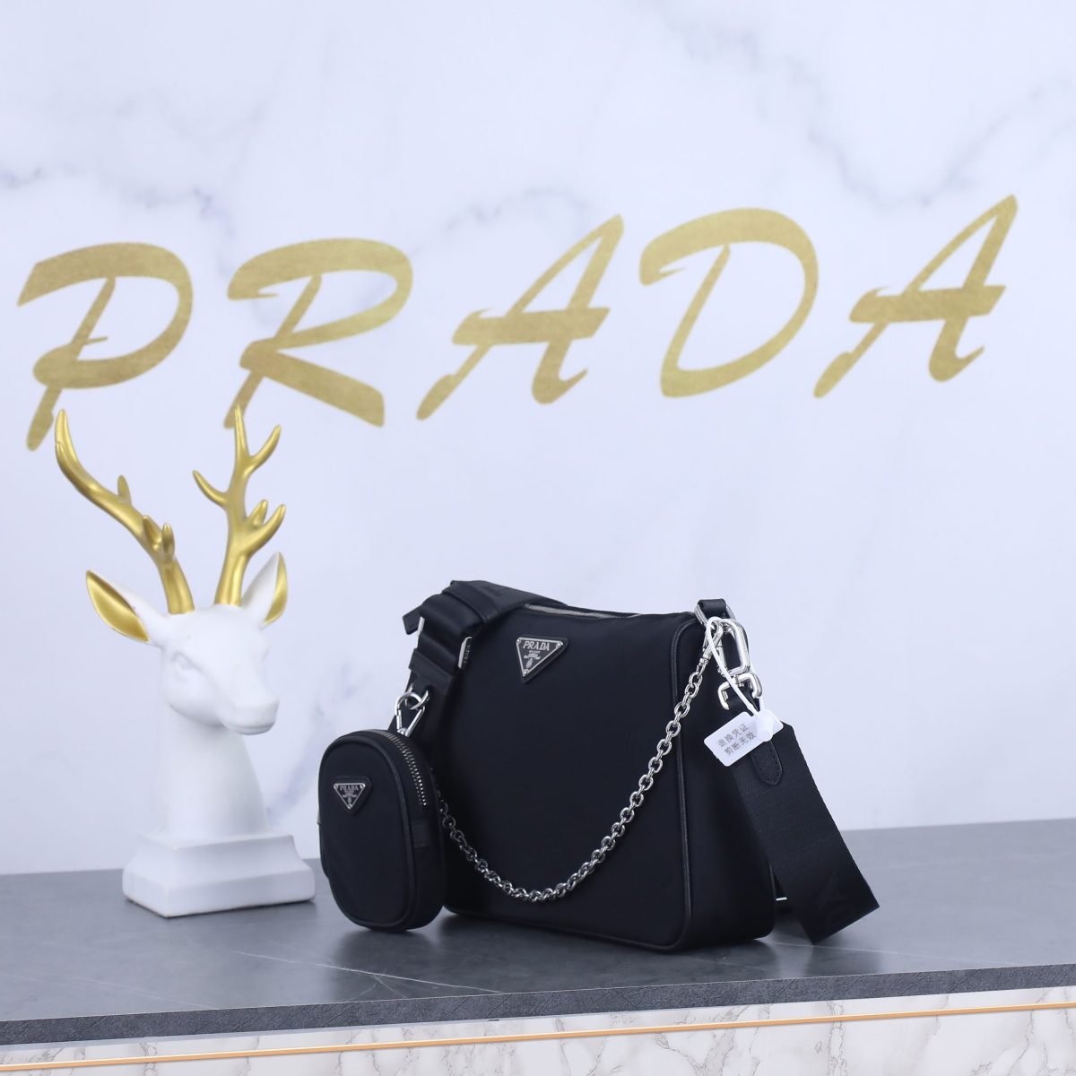 Prada 2VH113 Re-Nylon and Saffiano Leather Shoulder Bags Size 24*18.5*6cm - Image 4