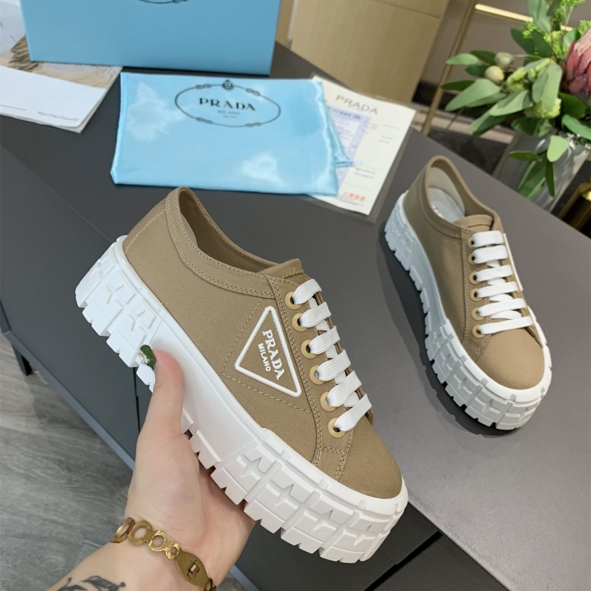Prada 2024 New Double Wheel Re-Nylon gabardine Sneaker Size 36-41 - Image 1