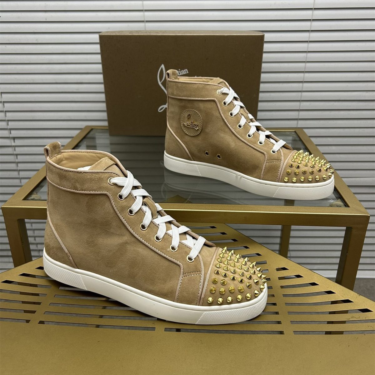 Christian Louboutin Lou Spikes High-Top Sneaker Size 36-46 - Image 1